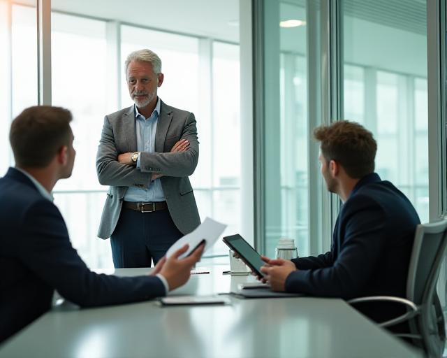 Professional auditor conducting a mock assessment in a modern office